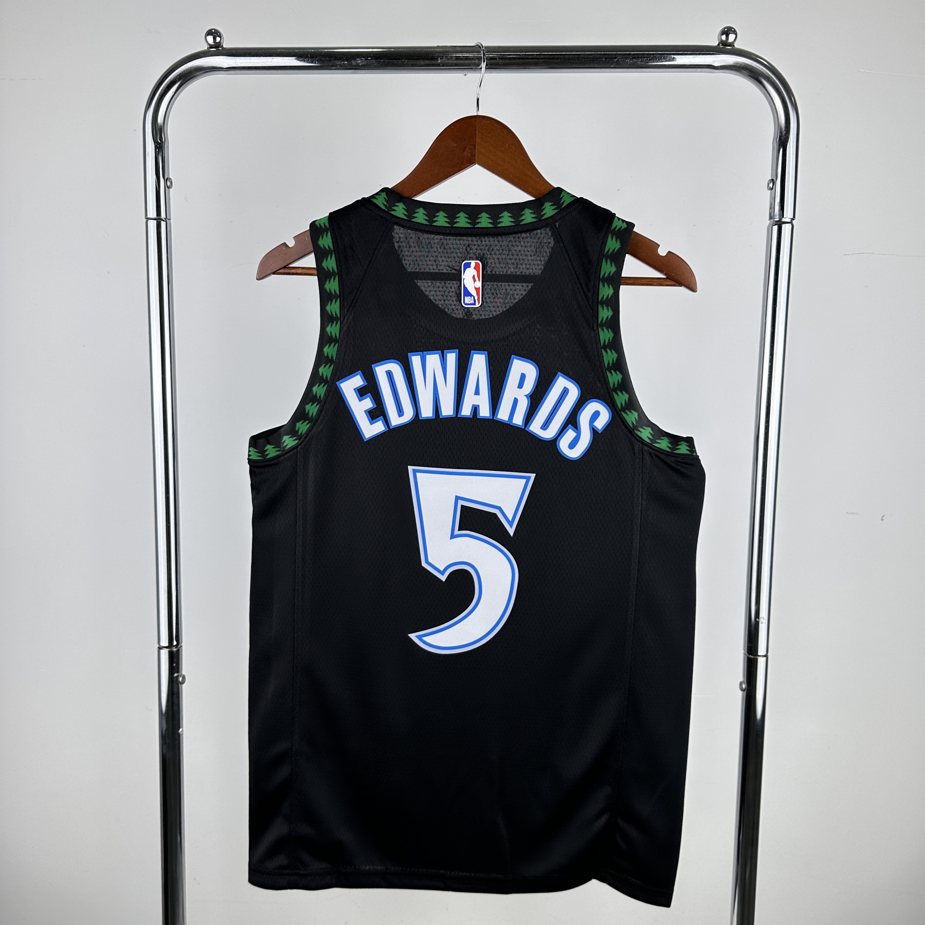 Men Minnesota Timberwolves #5 Edwards Black Throwback 2024 NBA Jersey